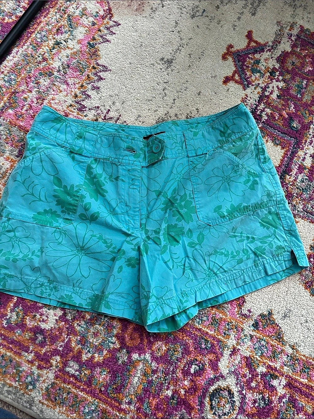 New York & Company Floral Cotton Shorts Size 14